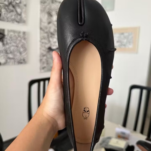 Brand New WoodchuckSato Black Leather Tabi Ballet Flats with Ruched Size 36 - Picture 1 of 6
